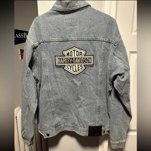 Vintage Harley Davidson Motorcycle Embroidered Denim Jacket Size Men’s Medium